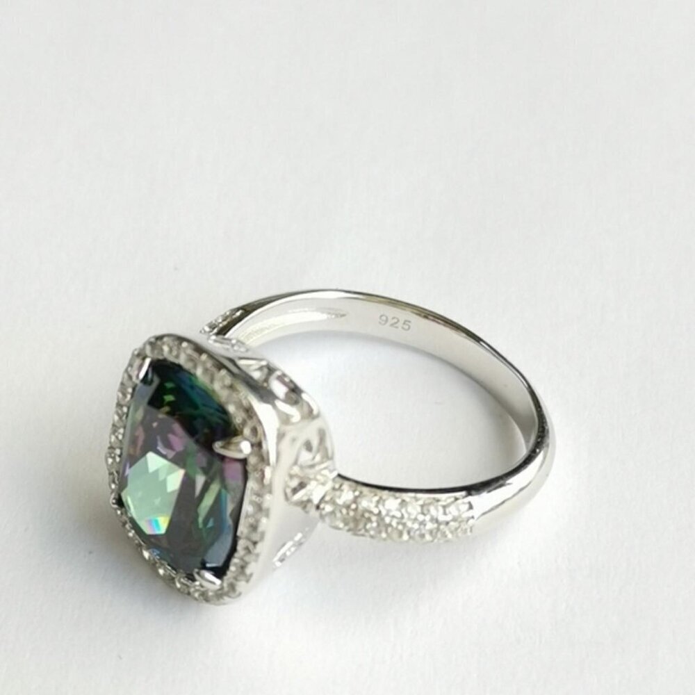 Mystic Topaz White Sapphire ring size 8 - Picture 7 of 8